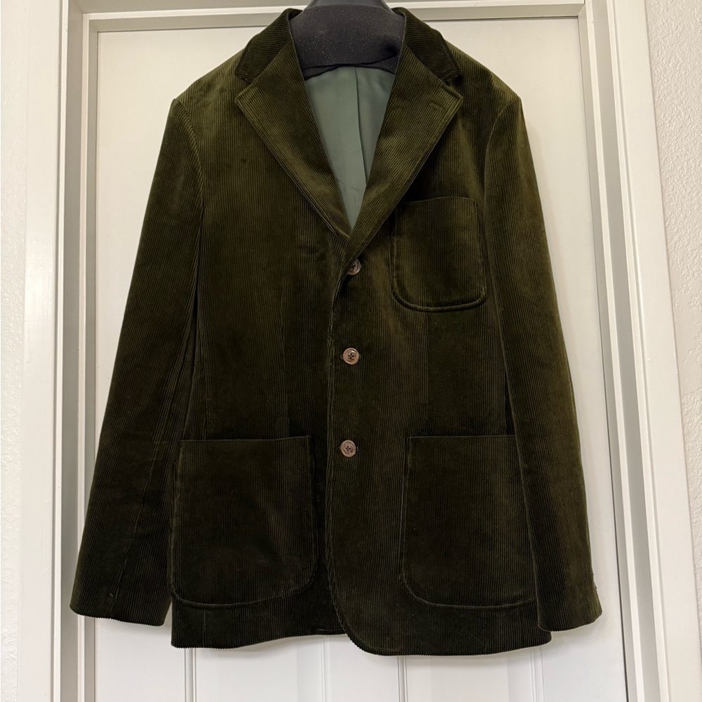 Jcrew Crosby Olive Green Corduroy Men's Jacket. Brisbane Moss. 40R.